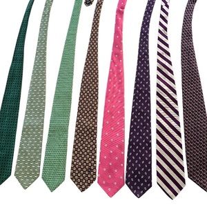 Lot of 8 Designer Silk Mens Ties Burberrys Vineyard Vines Brooks Brothers Polo